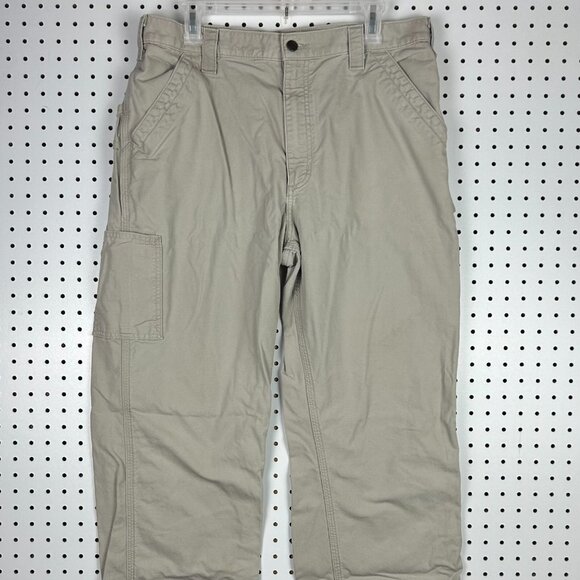 Carhartt Carpenter Pants 36x34 Tan Distressed Faded Work Wear B151 Y2K Hammer - Picture 4 of 6